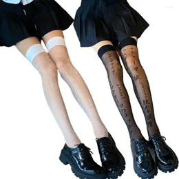 Calcetines de mujer Medias con estampado japonés para mujer Moda largas sobre la rodilla Muslo Alto Señoras transparentes