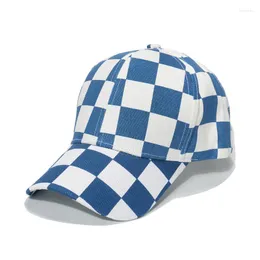 Berets Frühling Zweifarbiges Schachbrett-Plaid-Cap Baseball Retro Casual Sonnenschutzausflug Unisex