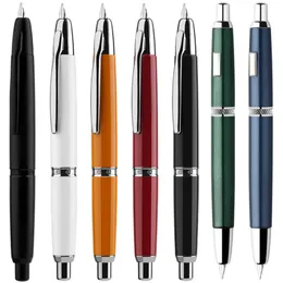 Fountain Pens Majohn A1 Press Metal Pen -Scontable Fine Nib 04mm z Clipno Clip Ink Office School Writing Prezent 230608