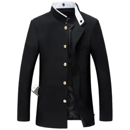 Mäns kostymer blazers män svart smal tunika jacka singel breasted blazer japansk skol uniform college kappa 230609