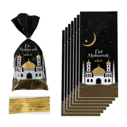 ギフトラップ2550PCS Eid Mubarak Bags Plastic Cookie Candy Bag Ramadan Kareem Decor Islamic Muslim Party Supplies Alfitr 230608