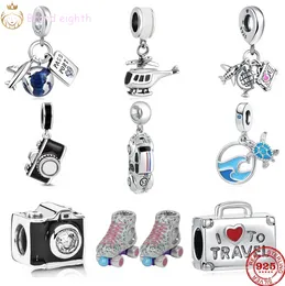 För Pandora Charms Sterling Silver Beads Women Resväska Kameran Airplane Passport Car Ocean