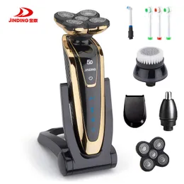 Razors Blades JINDING Rechargeable Whole Body Washing Electric Shaver 5D Floating Head Shaving Machine for Men Waterproof Electric Razor D40 230609
