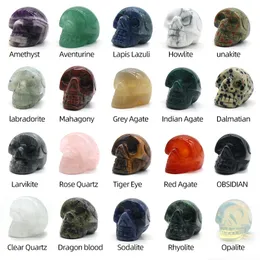 25mm Natural Crystal Stone Ornaments Skull Carved Chakra Reiki Healing Quartz Mineral Tumbled Gemstones Hand Home Decor