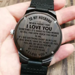 Wristwatches ENGRAVED WOODEN WATCH TO MY HUSBAND I CHOOSE YOU OVER &