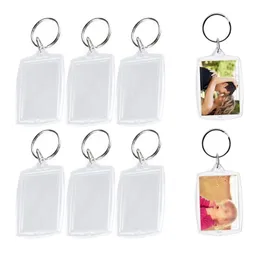Acrylic Clear Blank Photo Insert Keyrings Picture Frame Keychain Rectangle Blank Insert with Ring for DIY Gift