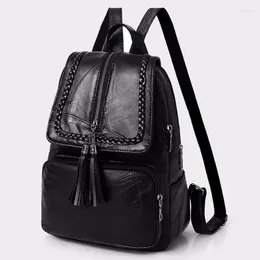 School Bags 2023 Brand Minimalism Female Backpack Pu Leather Youth Women Bagpack Beautiful Fashion Girl Casual Rucksacks Lady Shoulder Bag