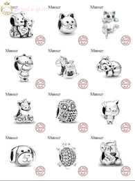 Contas de prata esterlina para pandora charms New Theo Pig Animal Kingdom Cat Dog Unicorn Bead