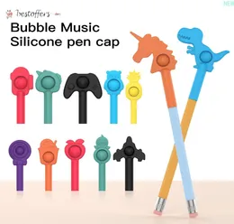 DHL Press Bubble Pen Cap Decompression Toys Silicone Push Simple Dimple Squeeze Fidget Stationery Relieve Stress for Student 3967715