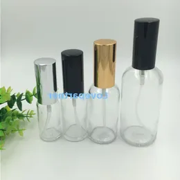 Qhjas Klarglas-Sprühflaschen 20 ml 30 ml 50 ml 100 ml mit schwarzen Gold-Silber-Feinnebelsprühgeräten für ätherische Öle, Aromatherapie, Parfüm
