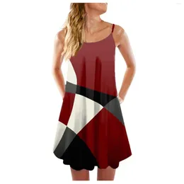 Casual Dresses Women's Sexy Fashion Summer 2023 Vest Sleeveless Montage Print Loose Skin-Friendly Soft Tank Mini Dress