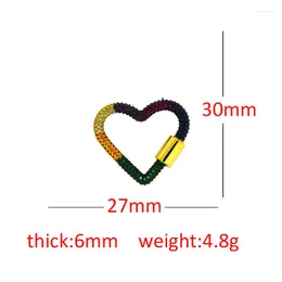 Charms 3 Stück Gold Kupfer Micro-Farbe Zirkon Geometrie Herz Charm Schnalle Anhänger Trend für die Herstellung von DIY Schmuck Halskette Großhandel