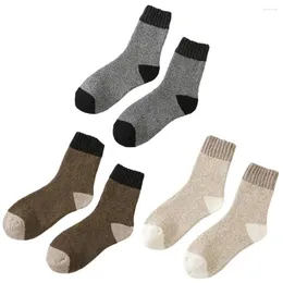 Meias masculinas 3 pares de lã inverno grossas calçados quentes resistentes ao desgaste meias de malha basquete sapatos de praia suprimentos