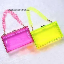 Bolsas de ombro Bolsa Clutch Amarela Bolsa de Noite Feminina Jelly Acrílico Transparente Bolsa Designer de Luxo Transparente Pequena Carteira Tote Bolsa Transversal