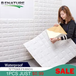 스위치 스티커 베너처 12 PCS 3D 벽돌 벽 살인 방수 폼 룸 침실 DIY 접착 벽지 아트 홈 데칼 230608