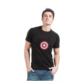 Camiseta masculina de super-herói LED com escudo redondo America Light Up fantasias de cosplay super-homem Arc Reactor