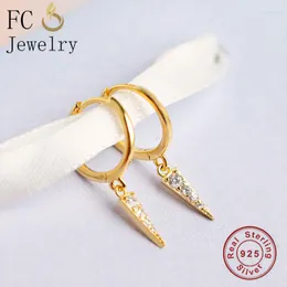 Hoop Earrings FC Jewelry 925 Silver Gold Italy Pizza Zirconia Huggie Earring For Women Ear Piercing Boucle Doreille Accessories 2023