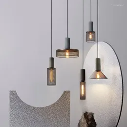 Hängslampor retro industriell ljus inomhus led cement hängande järnlampa skugga sovrum för hall café bar bordsbelysning fixturer