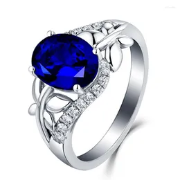 Cluster Rings Trendy For Women 925 Silver Jewelry With Created Sapphire Zircon Gemstone Open Finger Ring Wedding Promise Party Ornament