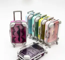 False Eyelashes Private Label Mini Trolley Packaging Box Luggage Lashes Suitcase Mink Fluffy Curly Case Beauty Makeup
