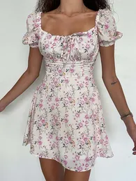 Основные повседневные платья с цветочным принтом Мини-платья Женщины летние бохо-а-line пляж салат