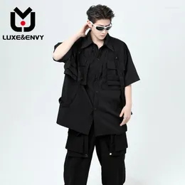 Men's Casual Shirts LUXE&ENVY Summer Niche Functional Style Loose Webbing Work Clothes Men's Handsome Shirt Spring 2023