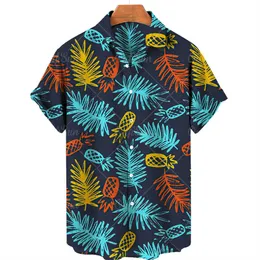 MN Hawaiian Men's半袖シャツパイナップルプリントフルーツパターンカジュアルファッショナブルな夏の服