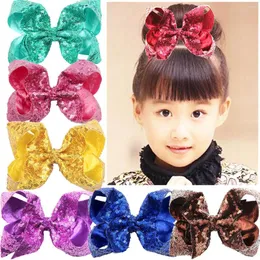 Acessórios de cabelo 15 pçs/lote 6" Glitter Girls Bows Alligator Clips Solid Sequin Clips For Baby Kids Hairclips Bling Barrettes