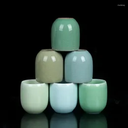 컵 접시 수수기 Celadon Cup Ceramic Water Tea 세트 6 컬러 창조적 인 애호가 사랑스럽고 개인화 된 사용자 정의