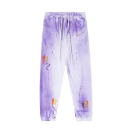 Designer Pants Designer Sweatpants Pants Mens Jogger Pants Tie Dyed Graffiti Tryckt Hip Hop Men and Women Casual Straight Trousers Purple Size: S-XL