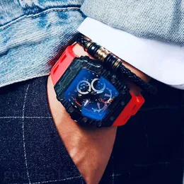 Hapi Dial Work Square Square Skeleton Watches Watches عالية الجودة مراقبة فاخرة للرجال حزام مطاطي Montre de Luxe Quartz Designer Watch Streep Shopping Elegant XB11 C23