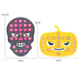Party Favor Halloween Theme Push Bubble Pumpkin Skull Fidget Toys Anti Stress Squishy Board Decompression Toy OWD89643545009