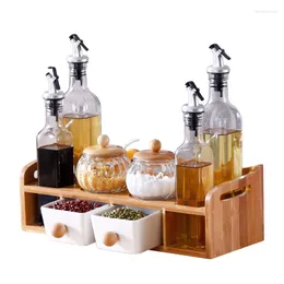 Storage Bottles Seasoning Box Tank Ceramic Glass Drawer Salt Jar Bamboo Stand Oil Pot Jars Spices Small Plastic Containers With Lids