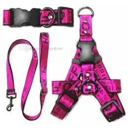 Fashion Letter Pattern Dog Collars Leashes Set Designer Dog Harness Leash Safety Belt for Small Medium Large Dogs Cat Golden Fre