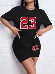 Womens Two Piece Pants LW Women Twopiece Round Neck Heart Letter Print Shorts Set Short Sleeve Basic TshirtSkinny Bottoms Matching Activewears Suit 230608