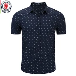 Men's Casual Shirts FREDD MARSHALL Summer Fashion Printed Men's Shirt 100% Cotton Short Sleeve Slim Fit Casual Business Shirts Social 55907 230608