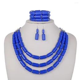 Necklace Earrings Set India Slub Chain African Women Style Accessories Acrylic Bracelet Dubai Nigerian Wedding Jewellry