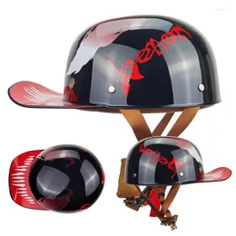 Caschi da moto Personalità Berretto da baseball Casco Cruise Scooter Visiera Mezza faccia Zucca Capacete De Moto Cascos