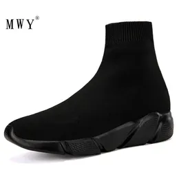 Mwy Men High Top Sneakers Flying Woven Socks Shoes Schoenen Mannen Black Trainersソフト快適なカップルのカジュアルシューズプラスサイズ