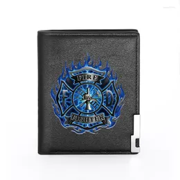Wallets High Quality Firefighter Rescue Control Cover Men Women Leather Wallet Billfold Slim /ID Holders Inserts Short Purses
