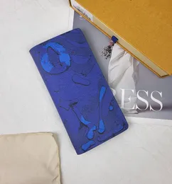 Luxury Bags Lether Unisex Leather Wallet Designer Brand Blue Letter Splice Zippy Wallets Men Built in Zipper Pocket Multiple Wallet Women Clutch Bags Storage Purses