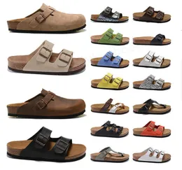 Designer Boston Summer Cork Flat Slippers Fashion Leather Slide Favourite Beach Sandals Casual Shoes Clogs for Women Men Arizona Mayari T1