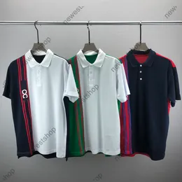 23SS designer Mens Tees Polos T shirt luxury summer stripe print polo shirts man Double yarn cotton Casual tee tops red green blue XXL