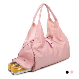 Lu valde Yoga Designer Bag Nylon Solid Dry Wet Separation Bagagväska Hållbar och vattentät stor kapacitet Kvinnor One Shoulder Crossbody Yoga Storage Bag