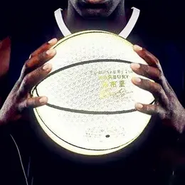 ボールPUレザーホログラフィックバスケットボールボールグローラミナス反射バスケットボールサイズ7ナイトゲームの輝くボール230608