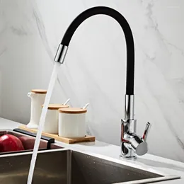Kökskranar silikagel näsa valfri riktning roterande kran förkylning och vattenblandare torneira cozinha enkelhandtag svart kran