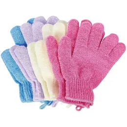 Paia di guanti esfolianti per il corpo per doccia, guanto da bagno scrub per donna, uomo, spa, massaggio rosa, viola, blu, beige