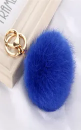 designer keyring selling New Length Rabbit Fur Ball Cell Phone Car Keychain Pendant Handbag Charm Key Chain PomPom Charm7763078
