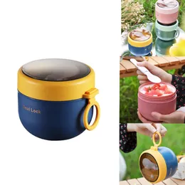 Dinnerware Sets 600ml Mini Portable Thermal Lunch Box Leak Proof Container Stainless Steel Vaccum Soup Cup Insulated Bento With Spoon
