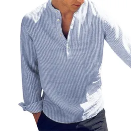 القمصان غير الرسمية للرجال Helisopus Cotton Long Sleeve Shirt الخريف مخطط مخطط ضئيلة قميص قميص ذكور الذك